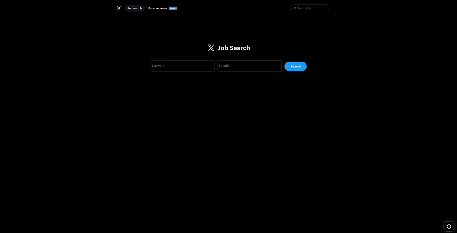 X search page on a dark background