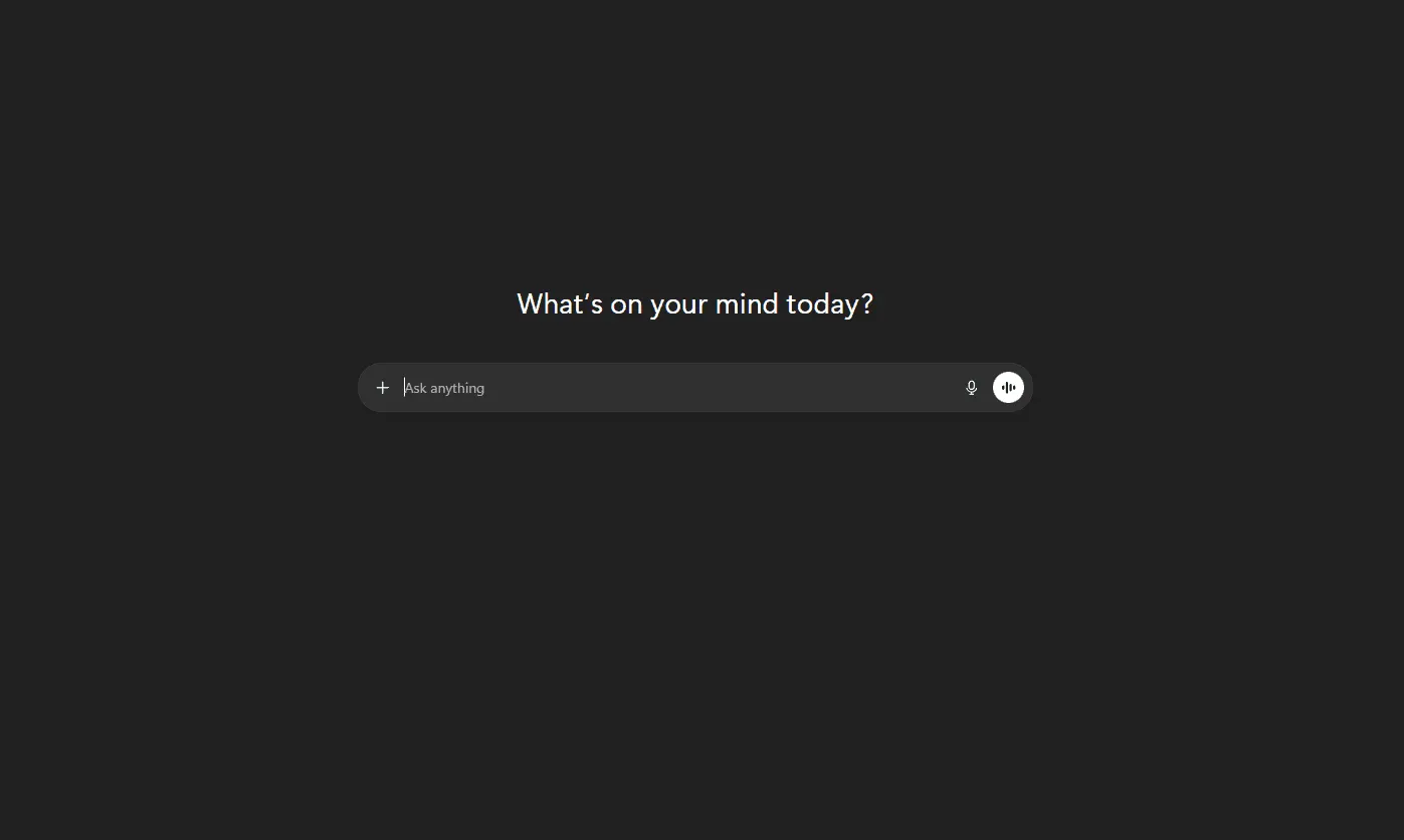 ChatGPT start screen with its message box